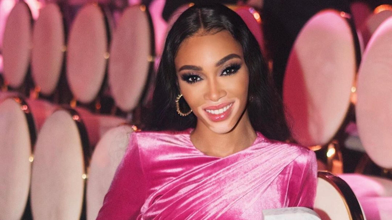 Winnie Harlow Dazzles in Patterned Dress With a Thigh-Slit at the 21